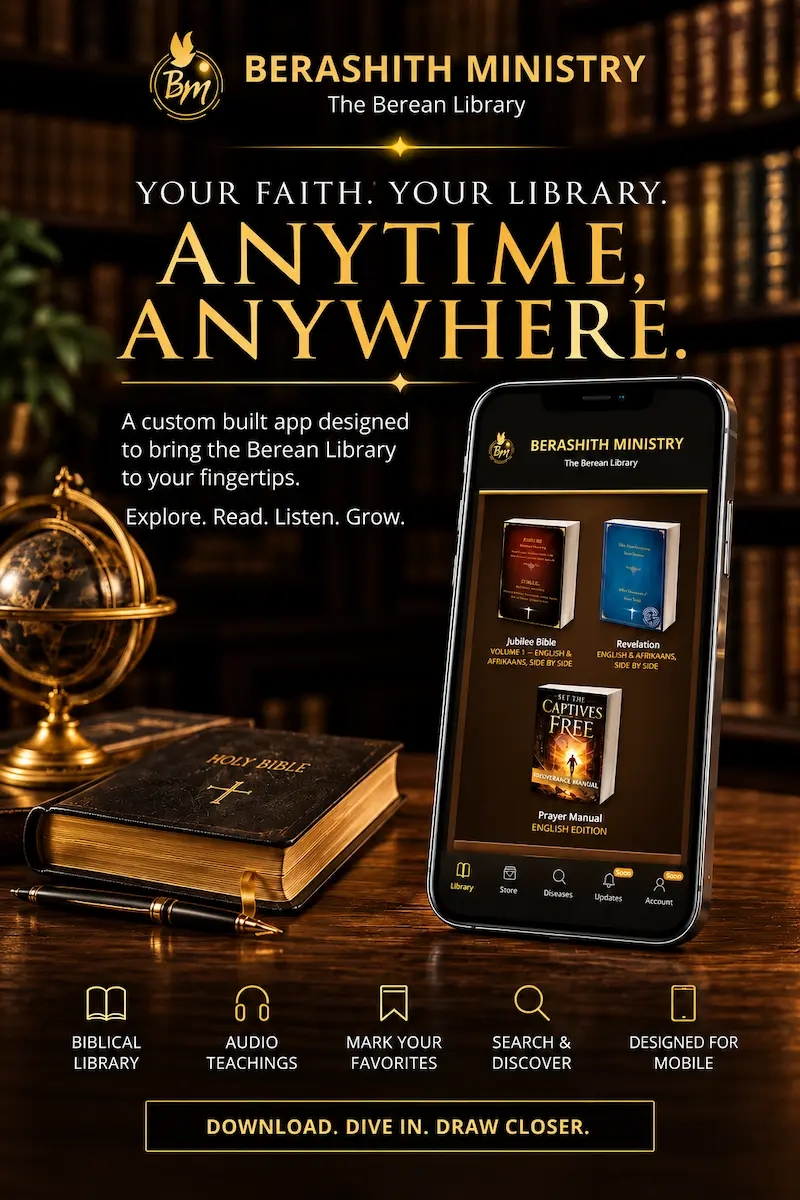 The Berean Library App — every Berashith Ministry book in one place. Read and listen anytime, anywhere.